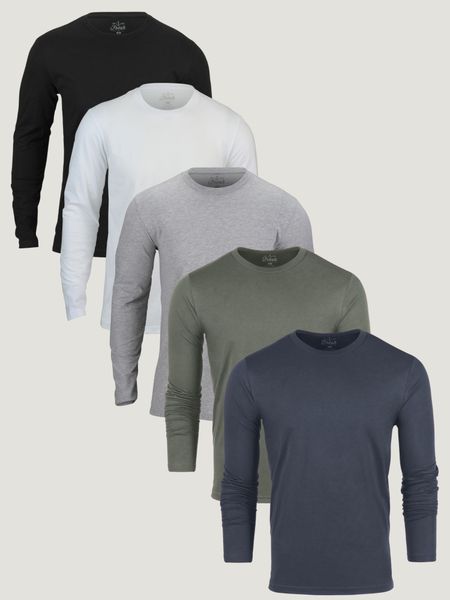 Fall Essentials Long Sleeve Crew 5-Pack Ghost Mannequin | Fresh Clean Threads